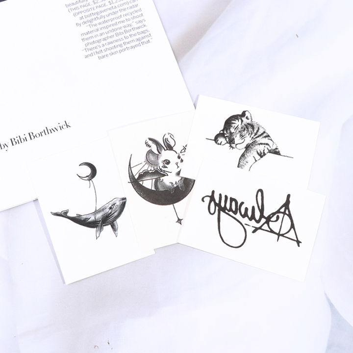 lowest-price-mh-1pc-tattoo-sticker-tiger-moon-ปลาวาฬคู่นักเรียนบุคลิกภาพรอยสักชั่วคราว