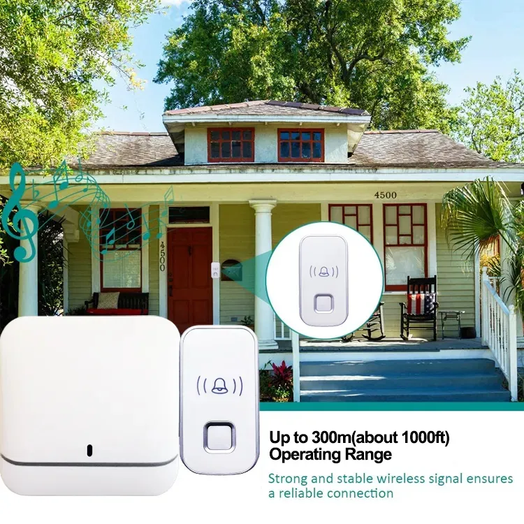 UK Malaysia Plug Wireless Doorbell Smart 300M Long Range Ring Home