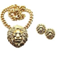 [COD] Factory spot fashion nightclub exaggerated high-quality alloy womens lion head necklace earrings set