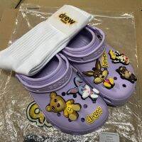 ❈┇❧ Drew x joint badge purple hole shoes รองเท้าแตะ