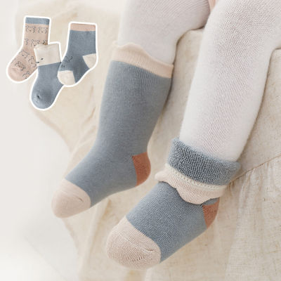 21 Autumn and Winter New Baby Socks Newborn Baby Socks Boys and Girls Tube Socks Cute Cartoon Warm Striped Childrens Socks