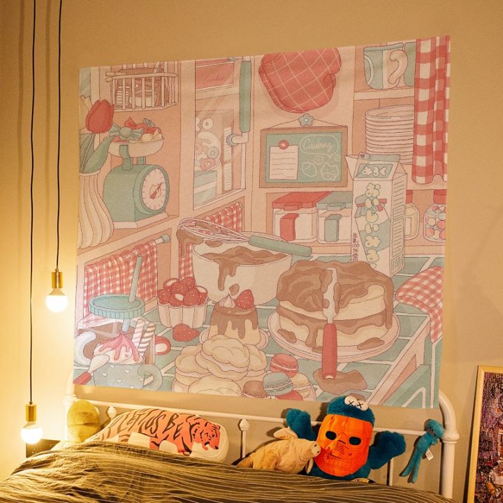 cw-ins-bedroom-background-wall-tapestry-bedside-decoration-painting-net-hanging-room