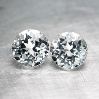 5.00 ct ไวท์ โทแพส 2 เม็ด (White Topaz) ทรงกลม สีขาว