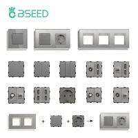 【NEW Popular89】 BSEEDSwitches แผงกระจกชิ้นส่วนซ็อกเก็ตผนัง USB ชิ้นส่วนฟังก์ชั่น DIYCAT5ซ็อกเก็ตทีวีชิ้นส่วนเต้าเสียบสีเทา