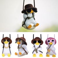 Plaster Cute Anime Car Accessories Swing Duck Pendant Car Rear View Mirror Ornaments Birthday Gift Auto Decoraction Car Fragranc