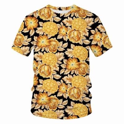 ✴ Yorkman Cross border Summer Mens Street Personalized Round Neck Harajuku Short Sleeve 3D Digital Printing American Chain T-shirt