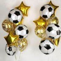 ❦ 10pcs/lot 18inch Football Star Foil Balloons Gold Confetti Helium Balloon Football Soccer Theme Party Sports Meet Boy Birthday Decor