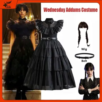 Gift 3-10 Years Kids Girls/women Wednesday Addams Series Cosplay Party  Costume Set Dress/outfit Fancy Dress Up