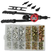 Rivet Nut Tools Set BT-606 Hand Riveter Rivet Gun With 300pcs Threaded Insert Nutsert Cap Flat Head Rivet Nuts