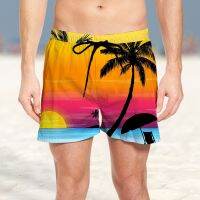 2023 Summer New Mens Vintage Element Pattern Beach 3D Shorts Comfortable Underwater World Resort Tropical Jungle Style Shorts