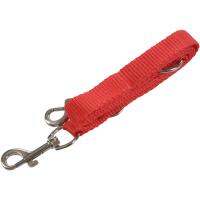 Red Nylon 15mm Width Walk Double Dog Two Lobster Clasp Way Pet Leash