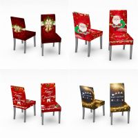 Christmas Dinning Chair Cover Digital Printed Elastic Chair Covers Office Chair Slipcover For Banquet Hotel Home Xmas Decor