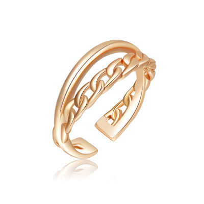 [COD] ใหม่ ขายร้อนองค์ประกอบเรขาคณิตคลิปหนีบกระดาษแหวนเปิด แหวนชุบทองแดงสีทองแชมเปญสำหรับผู้หญิง