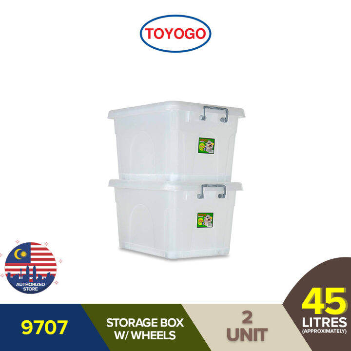 TOYOGO 45L Storage Box Container Translucent with Cover (9707) Kotak
