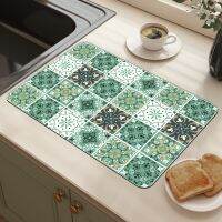 【CC】◈☃  Drain Rubber Dish Drying Super Absorbent Drainer Mats Non-slip Dinnerware Placemat