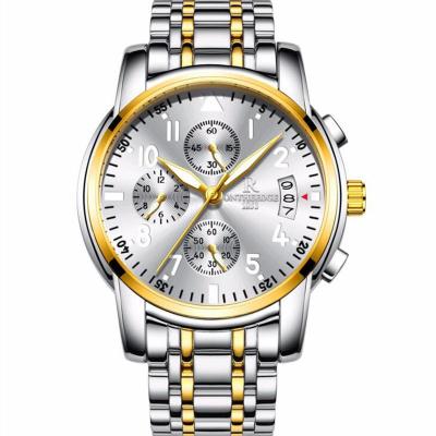 นาฬิกากันน้ำควอตซ์ปฏิทินวันผู้ชายนาฬิกาโครโนกราฟสแตนเลสผู้ชายธุรกิจดั้งเดิม ONTHEEDGE
