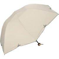 [2023] WPC. Umbrella Shadening Dome Wide Shade Slap Mini Beige Folding Umbrella 55cm Womens Seaft Rain UV Cut 100% Floral Embroidery Natural Wooden Handle Wooden Handle Extensive Adult Dome-type Commuting Dome-type Commuting Adult Fashionable Cute  x1