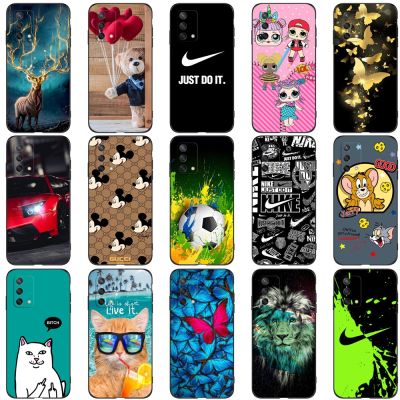 Case For OPPO A74 4G A95 F19 F19S 4G Case Back Phone Cover Protective Soft Silicone Black Tpu butterfly bear animal