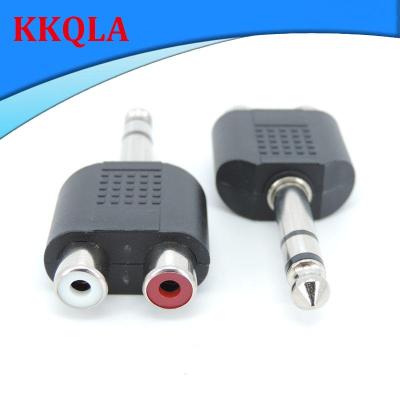 QKKQLA Shop 6.35 / 6.5 mm Male to Dual RCA Female connector converter audio and video adapter connection lotus three split RCA RF AV