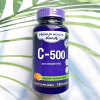 80% OFF ราคา Sale!!!  EXP:06/2023 วิตามินซี Vitamin C-500 mg with Rose Hips 100 Tablets (Premium Health Naturally™)