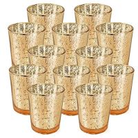 12Pcs Mercury Glass Votive Candle Holder Mercury Glass Votive Tealight Candle Holders for Weddings, Parties Decor