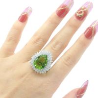 7G 925 SOLID STERLING SILVER Ring แฟนซี Drop Shape London Blue Topaz Golden Citrine สีเขียว Peridot สีแดงเลือดทับทิม CZ สวมใส่ทุกวัน