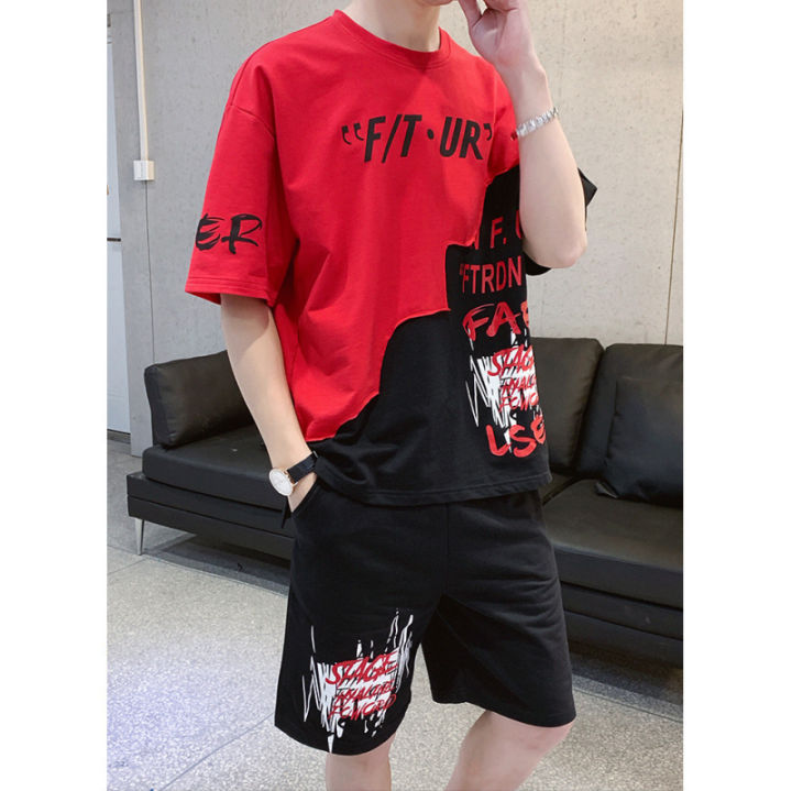 hnf531-fulaida-t-shirt-mens-two-piece-short-sleeved-pants-2-piece-sets-summer-casual-sports-suit-young-students