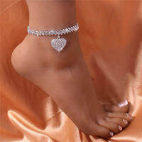 Huitan Rhinestone Chain ผู้หญิง Anklets สีเงินสีทองสร้อยข้อมือขาอุปกรณ์เสริมงานแต่งงานแฟชั่นเครื่องประดับ