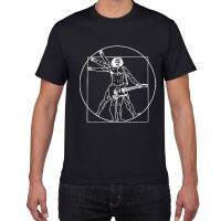 Da Vinci Kaus Gitar Lucu Pria, T-Shirt Vitruvian Man Band Rock Vintage Grafis Musik Baru Streetwear Pria Pakaian Pria S-4XL-5XL-6XL