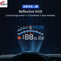 【ในสต็อก Ma】รถแบนจอภาพ OBDII EUOBD 5.5 "กระจกโปรเจคเตอร์ HUD แสดงอุณหภูมิน้ำเปลี่ยนเตือน RPM Km/h Mph