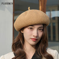 ใหม่ฤดูใบไม้ผลิฤดูร้อนวินเทจสีทึบ Beret สำหรับผู้หญิงถักกลวงระบายอากาศหมวกหมวกหญิงจิตรกรหมวกแฟชั่นหมวกดวงอาทิตย์