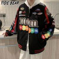 TIDE BEAR เสื้อโค้ทสำหรับทั้งหญิงและชายปักแฟชั่น Monogram