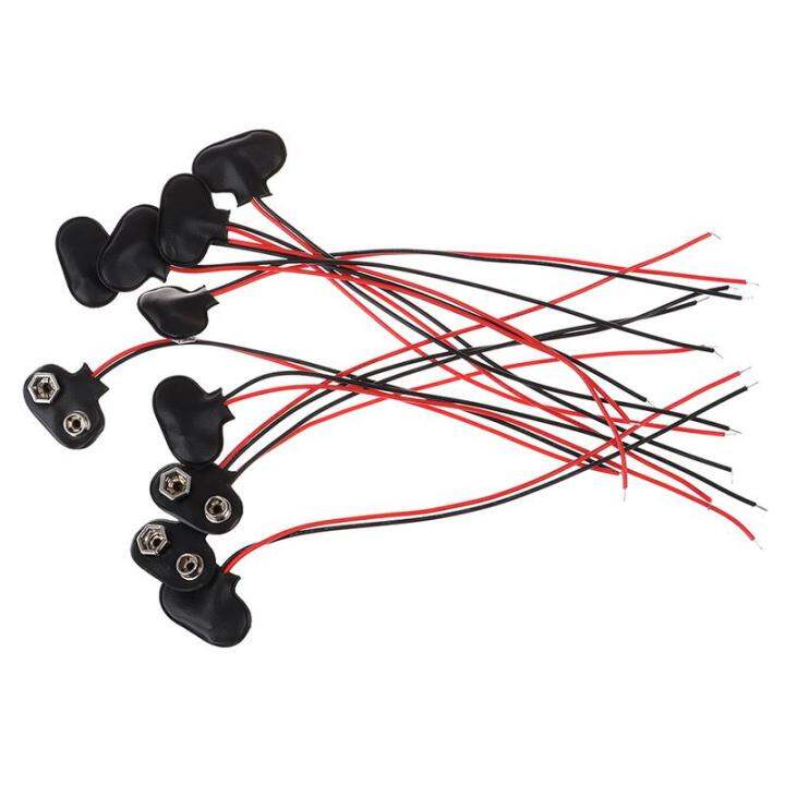 10pcs T type 9V Battery Snap Connector clip Lead Wires holder Line