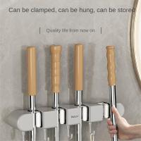 ABS Mop Holder Broom Hanger Wall Mounted 4 Position Brush Support Broomstick Hook Storage Rack Bathroom Organizer Bathroom Counter Storage