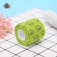 1.8M Pet Cat Cohesive Bandage Breathable ความยืดหยุ่นสูง Self-Adhesive Leg Cover Protector สายคล้องคอ Pattern