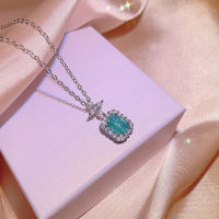 ใหม่เครื่องประดับสามชิ้นชุดสำหรับผู้หญิงข้าม Paraiba มรกตจี้สร้อยคอต่างหูปรับแหวนสำหรับผู้หญิงพรรคเครื่องประดับ