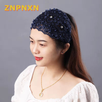 ZNPNXN ที่คาดผมปักลูกไม้ประดับมุกผ้าคาดผมสำหรับผู้หญิงระบายอากาศได้ดี