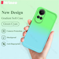 NIWINEE Green Cyane ปลอกไล่ระดับสีสำหรับ OPPO Reno 10 Pro Plus + 8T 8 8Z 7Z 7 6 5 Pro 5G 4G ค้นหา X5 Pro 5G ฝาหลังกันกระแทกที่เรียบง่ายและมีสไตล์เคสโทรศัพท์เนื้อนิ่ม TPU Z005-1