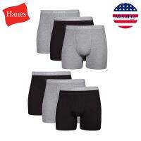 Hanes® Mens Tagless Boxer Briefs Soft &amp; Breathable Comfort Flex Waistband กางเกงในชาย ทรงบ็อกเซอร์บรี๊ฟ มีขอบ ไม่สามารถเลือกสีได้