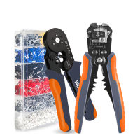 Ferrule Crimping Tool Kit,WOZOBUY 6-6A Ferrule Crimper for Wire Terminals,3 in 1 Wire Stripping Tool Cutting 10-24 AWG for Wire