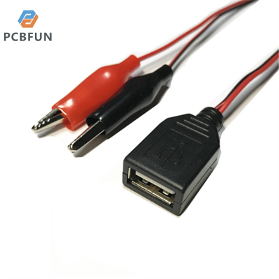 pcbfun จระเข้ขนาดเล็กที่หนีบทดสอบกับสายเคเบิลตัวเมียอะแดปเตอร์ USB ความยาว58ซม.