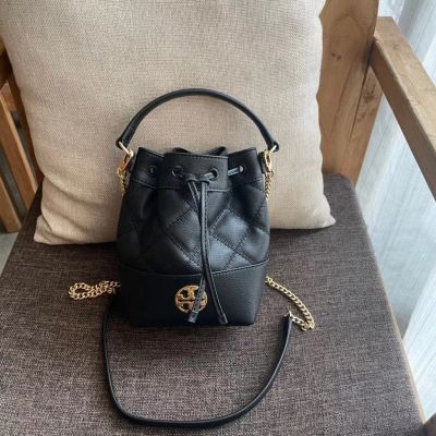 2023 new Tory Burch Willa Series Sheepskin Rhombus Mini Bucket Bag Handbag Shoulder Bag Messenger Bag