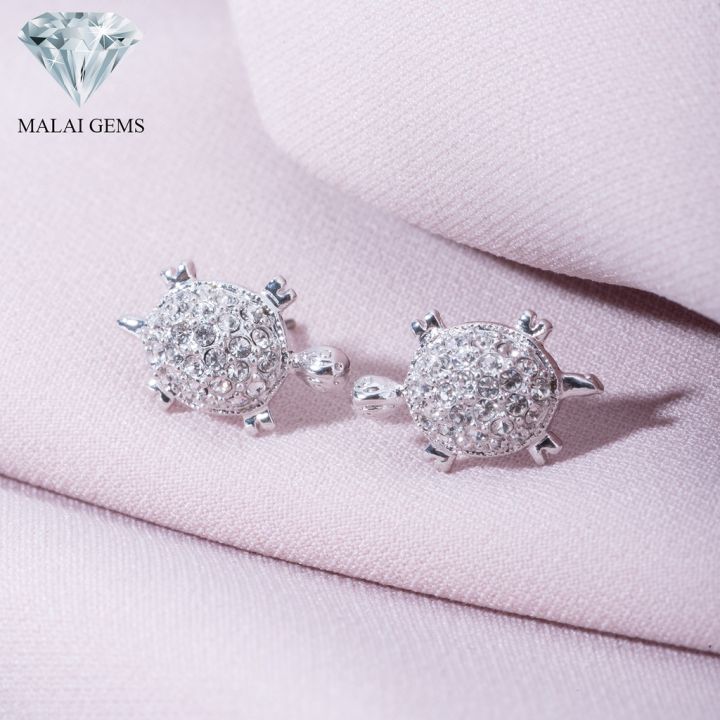 malai-gems-ต่างหูเพชร-เงินแท้-silver-925-เพชรสวิส-cz-เคลือบทองคำขาว-รุ่น-21001040-แถมกล่อง-ต่างหูcz-ต่างหูเงินแท้