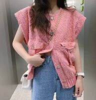 ส่งเร็ว ?CC pink sleevless brazer?  เสื้อคลุมสไตล์ CC แขนกุด  เสื้อกั๊ก