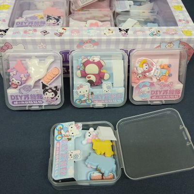 27ชิ้น Sanrio Kuromi My Melody ติดสติ๊กเกอร์ DIY กับกล่องอะนิเมะ Cinnamoroll สติ๊กเกอร์ตกแต่ง3มิติเครื่องเขียนขายส่ง