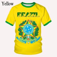 2023 In stock Summer    Brazil Flag 3d t Shirt Men/women Casual Round Neck Short Sleeve Sports T-shirt  t shirt，Contact the seller to personalize the name and logo