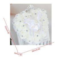 Romantic Rose Wedding Favor Heart Shape Ring Rhinestone Pillow Cushion Decor