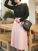 【CC】▩♕﹉  and New Fashion Womens Waist Pleated Color Half Length Elastic Skirt Promotions Pink