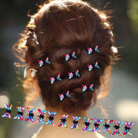 【 CW】12PCSLot Girls Small Cute Crystal Butterfly Metal Hair Clips Headband Hairpins Hair Orar Fashion Hair Accessories