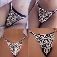 Sexy Heart Rhinestone Body Chains Mesh Jewelry Tassel Waist Round Panties for Women Crystal Underwear Thong Belly Chain Jewelry